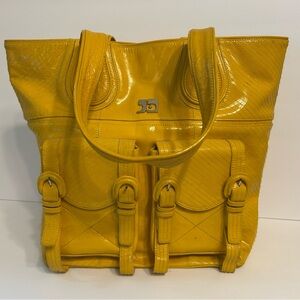 Joe’s Jeans Genuine Leather Tote Handbag Purse Large Yellow